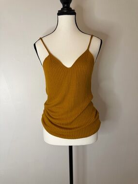 By Anthropologie Knit V-Neck Linen-Blend Tank Top